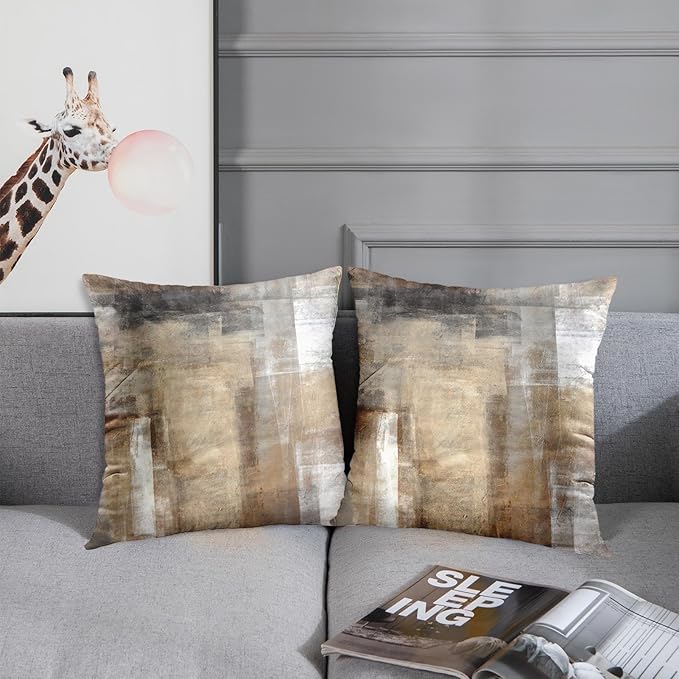 Britimes Throw Pillow Covers Home Decor Set of 2 Pillow Cases Decorative 20 x 20 Inches Cushion Couch Sofa Pillowcases Taupe Tan Grey Brown Beige