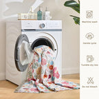 Boho Throw Blanket for Couch Sofa Chair Cotton Spring Blankets for Bedroom Living Room All Season Soft Lightweight Reversible Floral Embroidery Throws 50"x60" Bohemian Room Decor