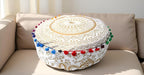 ICC Floor Pillows & Cushion covers Decorative Hippie Mandala Pouf Pillow covers Seating Meditation Cushion Cover Large Boho Ottoman Case Pillowcase Couch White Gold Matellic 16" Round