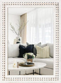H HOMEWINS Rustic Wooden Mirror,22x30 Inch Farmhouse Boho Bathroom Rectangle Nursery White Beads Decor Wall-Mounted Mirror for Bedroom, Living Room,Vanity,Entryway,Over Sink