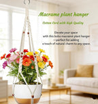 35 inch Macrame Plant Hanger for 5-10 Pot Indoor wall Window Boho Long Crochet White Rope Hanging Planters for Plant Holder Outdoor (Ivory2)
