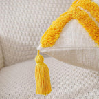 PANOD Super Soft Farmhouse Decorative Plush Throw Pillow Covers 22 x 22 Yellow,Solid Diamond Pattern Tufted with Tassels Modern Accent Boho Square Cushion Cover Pillow Case for Couch Sofa