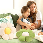 Coume 6 Pcs Flower Floor Pillows - 16 Inch Daisy Throw Pillows Cute Flower Decorative Floor Seat Cushions for Bedroom Home Sofa Chair Couch Decor(Yellow, Pink, Green with White Core)