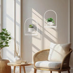 Wall Planters for Indoor Plants Window Plant Shelves Set of 2, White Wall Plant Holder - Premium Metal Hanging Plant Holder for Indoor Outdoor Decor