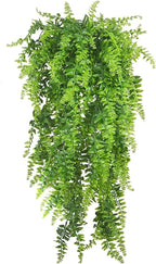 CATTREE Artificial Boston Hanging Vines Plants Fake Fern Ivy Faux UV Resistant Greenery Faux Vine Leaves Rattan for Outdoor Indoor Decor Wall Hanging Baskets Wedding Party Garland Decorations 2 Pack