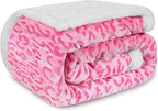 MACEVIA Sharpa Fleece Throw Blanket for Couch Fuzzy 3D Cheetah Blanket Thick Warm Reversible Cozy Comfy Super Soft Leopard Blanket for Bed Sofa 490GSM - Pink Leopard,50x60In