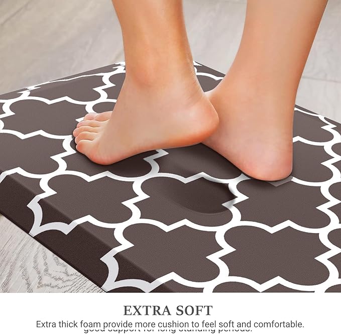 WISELIFE Anti Fatigue Floor Mat - 4/5 Inch Kitchen Mat Non Slip Waterproof Heavy Duty Ergonomic Comfort Mat Durable for Home, Office, Sink, Laundry,(17.3" x 39", Chocolate)