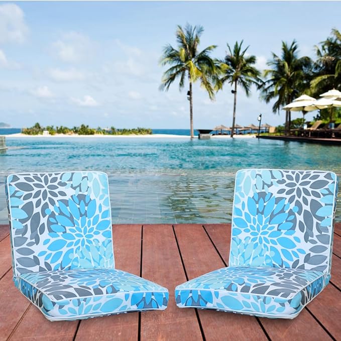 JMGBird Floor Chair with Back Support - Adjustable 5-Position Gaming Chair, Waterproof Light Blue Floral Print, Indoor Outdoor Meditation Cushion