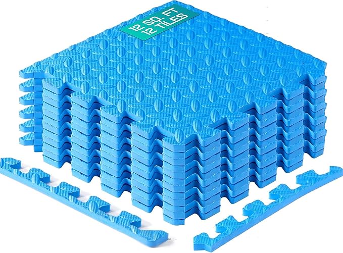 Yes4All EVA Interlocking Mats, Puzzle Floor Tiles, Foam Floor Padding with Border for Furniture, Home Space, Living Room, Garage 11,15,32,99 SQFT