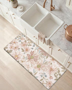 DEXI Kitchen Mats for Floor, 23x59, Cushioned Standing Mat Anti Fatigue, Wide Waterproof Comfort Floral Padded for Laundry Room Office, Pink