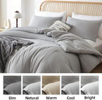 ROSGONIA Full Size Comforter Sets for Girls Boys Kids Grey, 3pcs Comforter Full Size (1 Gray Comforter & 2 Pillowcases) Lightweight Dorm Bedding Sets