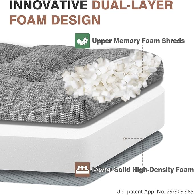Shinnwa Memory Foam Recliner Cushion for Elderly, Patented Design Extra Large Seat Cushion, Dual-Layer Foam Chair Pad for Couch, Armchair, Wicker Chairs, Floor, 20 × 20 × 5in, Grey