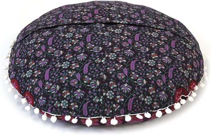 CRAFT KALA 22" IN Mandala Meditation Floor Pillows Pouf Cover Round Seating Adults Bohemian Mandala Circle Cotton Floor Cushion Cover Outdoor Fireplace Seating Living Room Room Home Décor Pink Peacock