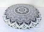 ICC 32 Inch Floor Pillows & Cushions covers Decorative Hippie Mandala Pouf Pillow covers Bohemian Seating Meditation Cushion Cover Large Boho Ottoman Case Pillowcase for Couch Grey