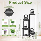 iDavosic.ly Plant Stand Indoor Outdoor, 4 Tier Corner Metal Flower Display Holder Shelf, Folding Tall Orchid Rack for Patio Balcony Porch Garden Living Room House, Black