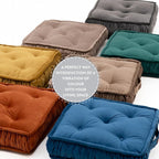 Square Floor Cushion, Floor Pillow Thick Floor Seating, Comfortable Supportive, Quilted Soft Booster Seat Pad for Yoga Meditation, Yoga Cushion, 22x22x4.7 Inch, Ibiza, Light Grey