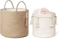 Mkono Woven Storage Basket Decorative Natural Rope Basket and Cotton Rope Basket Boho Cute Decor and Organizer for Nursery, Baby Toys, Blanket