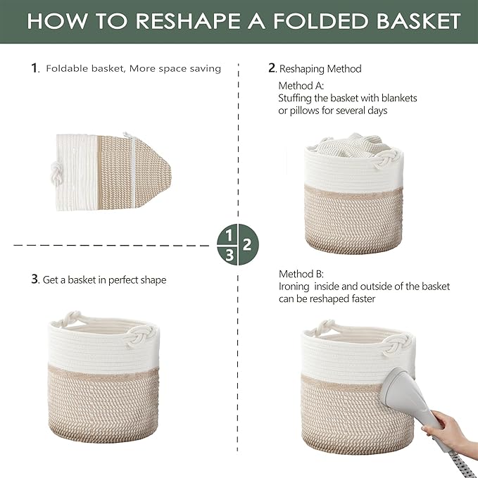 Flower Pot Rattan Plant Stand Planter with Stand, Tall Indoor Boho Woven Wicker Storage Basket with Adjustable Wood Shelf (White & Brown)