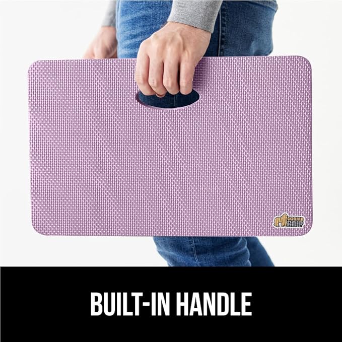 GORILLA GRIP Extra Thick Patent Pending Supportive Foam Kneeling Pad, 2 PK, Large Cushion Knee Pads for Gardening, Baby Bath, Dirt and Water Resistant, Workout and Garden Supplies, 17.5x11 Purple