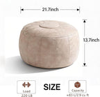 Thgonwid Unstuffed Moroccan Storage Pouf Foot Stool Ottoman Seat Handmade Faux Leather Bean Bag Floor Chair Foot Rest for Living Room, Bedroom or Balcony (Mushroom)