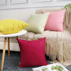 4-Pack 100% Cotton Comfortable Solid Decorative Throw Pillow Case,Thmyo Square Cushion Cover Pillowcase Sublimation Blank Pillow Covers DIY Throw Pillowcase for Couch Sofa(16x16 inch/ 40x40cm,Pink 2)