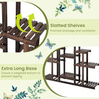 COSTWAY 6-Tier Multifunctional Wood Flower Stand, Shelf Holder for Multiple Plants, Freestanding Plant Rack for Garden, Patio, Balcony, Living Room, Indoor, Outdoor