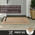 Sturdy Front Door Mat, Absorbent Muddy Dirt Resist Welcome Door Mats Outdoor Indoor, Stain and Fade Resistant, Non-Slip Backing Entry Mat Low Profile Doormat for Entryway, 36×24, Beige