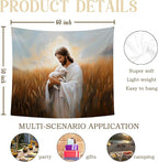 bitCNY Jesus Holding Lamb Tapestry – The Good Shepherd Christian Wall Decor, Religious Art for Faithful Homes, 50x60 Inch Soft Fabric