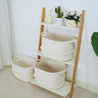 TeoKJ White Cotton Rope Baskets for Storage, Set of 3 Woven Clothes Basket for Organizing and Storage, Blanket Basket for Living Room Laundry Bathroom Shelves