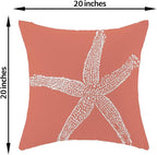 Orange Starfish Pillow Covers 20x20 Inch Set of 2, Nautical Ocean Coastal Coral Throw Pillows Spring Summer Decorations Linen Pillowcase Outdoor Decor Farmhouse Cushion Case for Home Holiday