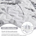 JSD Grey White Floral Quilt Set King Size, 3 Piece Printed Bedspreads Coverlet with Pillow Sham, Soft Microfiber Quilted Blanket