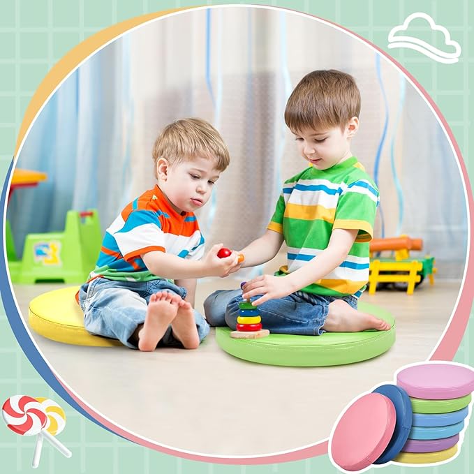 Juexica 8 Pcs Extra Thick Flexible Seating Floor Cushions Assorted Colored Floor Pillow Classroom Seat Cushions Soft Classroom Seating for Kids Learning Daycare School Chair(Macaron Color)