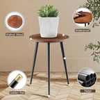 Plant Stand Indoor,Mid Century Wood Plant Stand Plant Table for Flower Pots,Heavy Duty Metal Tall Plant Holder, Modern Home Decor Small Round Side End Table 2 Pack (11.8"x16")