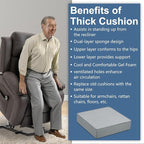 Shinnwa Gel Memory Foam Recliner Cushion for Elderly, Extra Large Seat Cushion, Dual-Layer Foam Chair Pad for Couch, Armchair, Wicker Chairs, Floor, 18 × 18 × 4in, Light Gray
