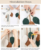 Tempospark Large Macrame Tapestry Wall Hanging, Boho Leaves Tassels Tapestries Wall Decor for Living Room, Bedroom, Dining Room, Nursery, Hallway, Balcony 39x29.5 Inch