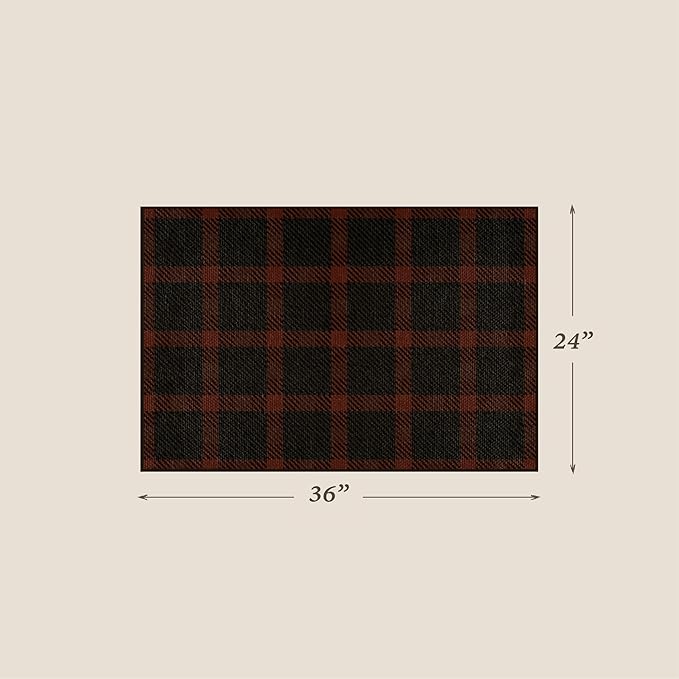 2x3 Retro Buffalo Plaid Entryway Rug - Front Door Mat Indoor Entrance, Non Slip Washable Rug for Kitchen, Bathroom,Washable Easy Jute Red and Black Fall & Holiday Decor