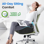 Seat Cushion with Carry Handle, Memory Foam for Tailbone/Sciatica Easing, Chair Cushions for Cars, Desks, Office Chair Cushion with Non-Slip Design, Ideal for Post-Surgery Recovery (Grey)
