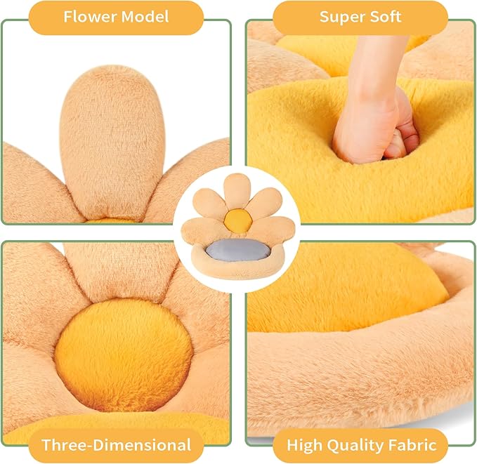 Ditucu Flower Shape Chair Pillow Cute Seat Cushion 19 inch Comfy Lazy Sofa Floor Pillows Dorm Seating for Bedroom Decor Orange
