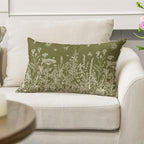AVOIN colorlife Wildflowers Spring Antique Herbs Green Throw Pillow Cover, 12 x 20 Inch Flower Cushion Case Decoration for Sofa Couch