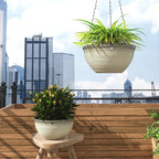 2 Pack Hanging Planters for Indoor Outdoor Plants, 10 Inch Hanging Planter with Drainage Hole & Plug Glazed Hanging Baskets Flower Pots for Garden Home (Off-White)