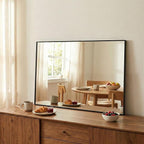24''x36'' Matte Black Bathroom Mirror, Metal Framed Vanity Mirror for Wall Over Sink, Modern Farmhouse Rectangular Decor, Flush Mount, Vertical/Horizontal