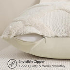 decorUhome Spring Throw Pillow Covers 18x18 Inch Set of 2, Soft Plush Faux Fur Wool Beige Accent Couch Pillow Covers for Modern Farmhouse Bed Sofa Living Room