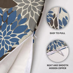 Dark Brown Blue Pillow Covers 20X20 Inch Set of 2, Spring Summer Floral Dahlia Flower Cream Decorative Throw Pillow Covers Outdoor Modern Farmhouse Cushion Case for Home Couch Sofa Bed Decor