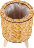 Large Wicker Basket Plant Stand Indoor Wooden Round Woven Planter Rattan Flower Pot Holder Flower Pot Shelf for Home Decor