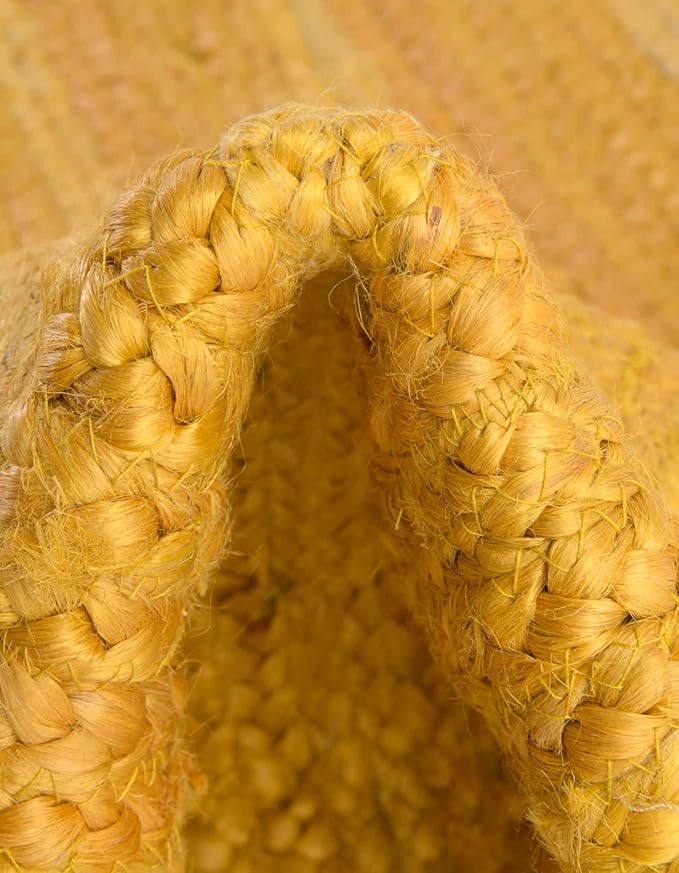 Unique Loom Braided Jute Collection Area Rug - Dhaka (7' 10" x 10' Oval, Yellow)