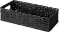 StorageWorks Small Wicker Toilet Basket Tank Topper with Built-in Handles, Toilet Paper Baskets for Back of Tank, Paper Rope Bathroom Basket Organizer and Storage for Rustic Bathroom Decor, Black