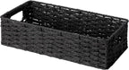 StorageWorks Small Wicker Toilet Basket Tank Topper with Built-in Handles, Toilet Paper Baskets for Back of Tank, Paper Rope Bathroom Basket Organizer and Storage for Rustic Bathroom Decor, Black
