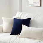 Topfinel Blue Throw Pillow Covers 20x20 Inch Soft Corduroy Decorative Pillow Covers Boho Stripe Textured Patchwork Fall House Decor Cushion Cases for Couch Sofa Bed,Blue