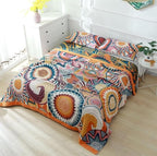 MSGKV Boho Throw Blanket for Couch 50"x60" 100% Cotton Sofa Blanket Spring Breathable Lightweight Blanket Home Decor Muslin All Seasons
