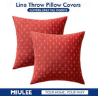 MIULEE Pack of 2 Christmas Decorative Burlap Linen Throw Pillow Covers Modern Farmhouse Pillowcase Rustic Woven Textured Cushion Cover for Sofa Couch Bed 18x18 Inch Christmas Red